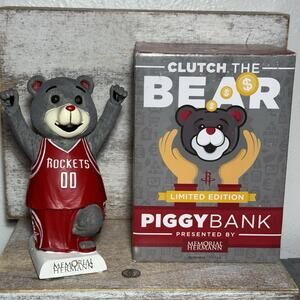 2015 NBA HOUSTON ROCKETS Mascot CLUTCH THE BEAR Piggy Bank LIMITED EDITION New